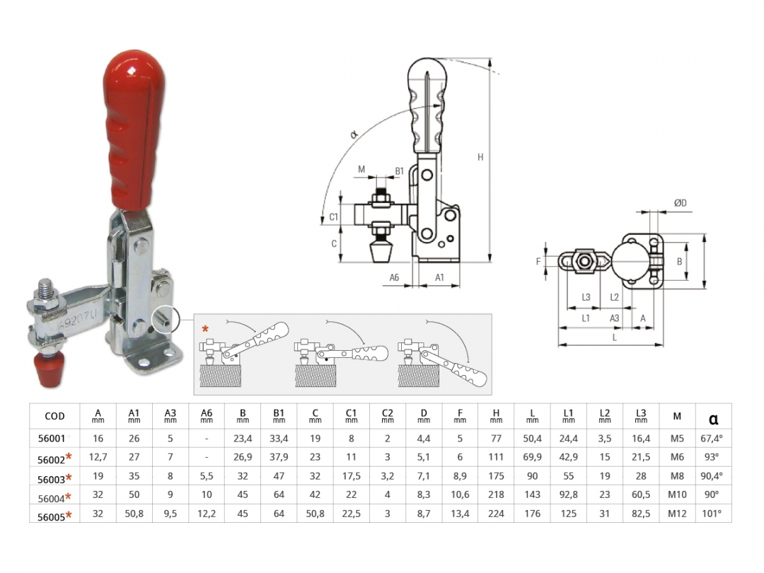 Прижимы Piher Toggle Clamp, вертикальные Прижимы Piher Toggle Clamp, вертикальные